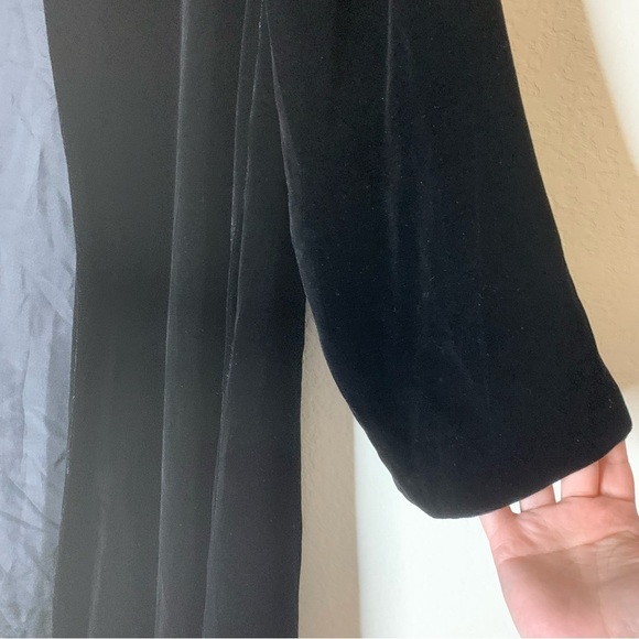 Eileen fisher Womens black velvet silk lined open midi cardigan pockets M - Picture 3 of 8